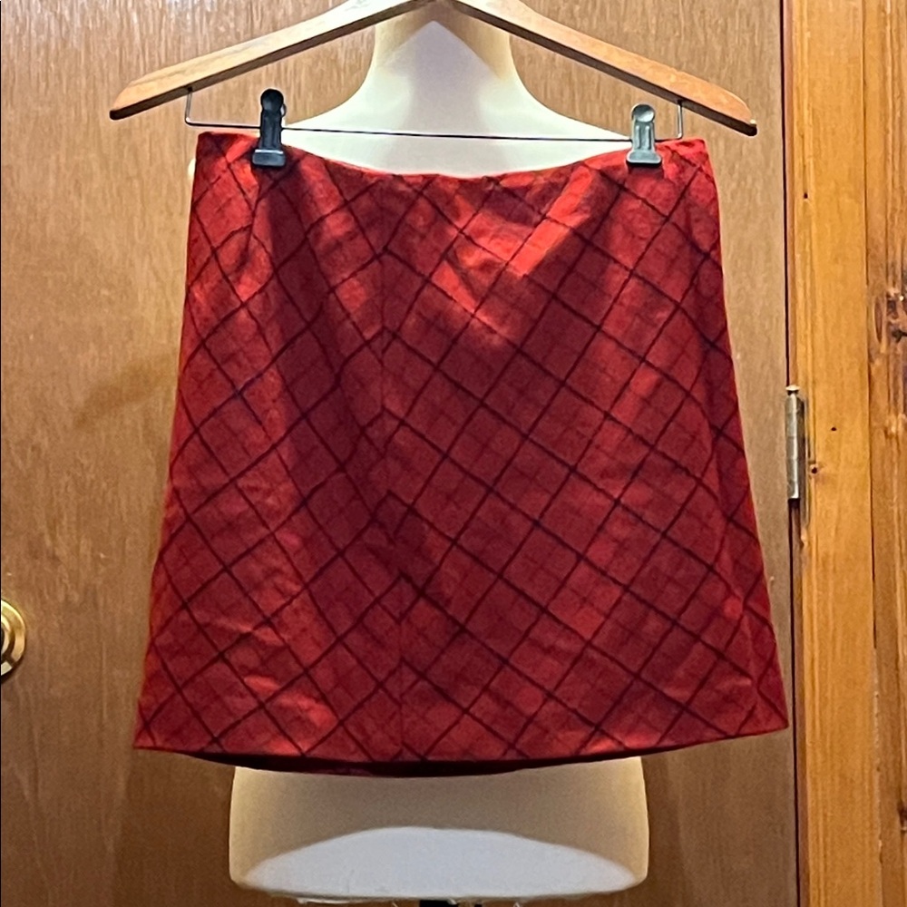 J. Crew Red Checkered Mini Skirt